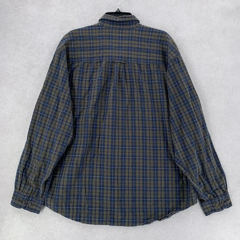 Eddie Bauer Blue Brown Plaid Flannel Long‎ Sleeve Shirt Mens XL - Picture 2 of 8